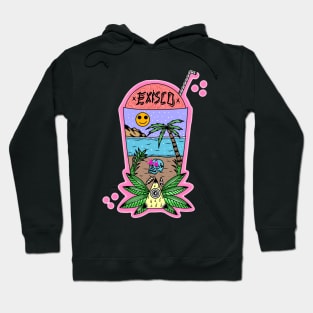 Summer vacation and Beach with refreshing drink - Exisco Hoodie